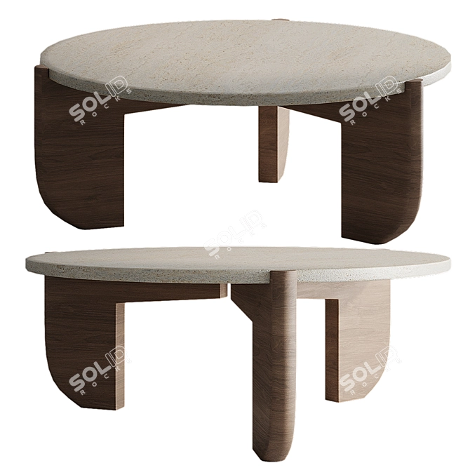 Minimalist Stone Tripod Coffee Table 3D model image 1