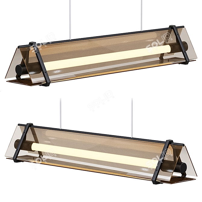 Modern Amber Glass Chandelier Fixture 3D model image 1