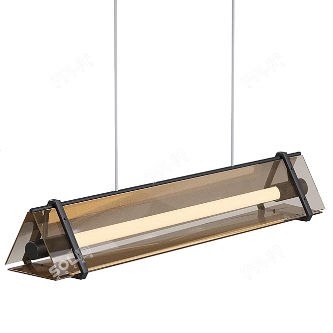 Modern Amber Glass Chandelier Fixture 3D model image 2