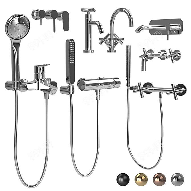 Fima Shower Faucet Set Collection 3D model image 1