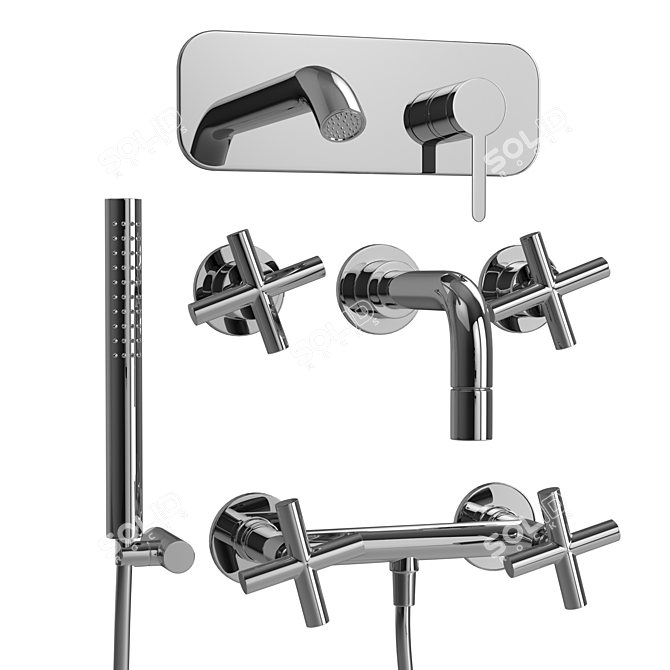 Fima Shower Faucet Set Collection 3D model image 6