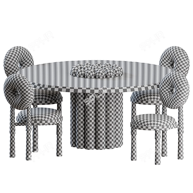 Modern Baba Chair Set with RAKU-YAKI Table 3D model image 2