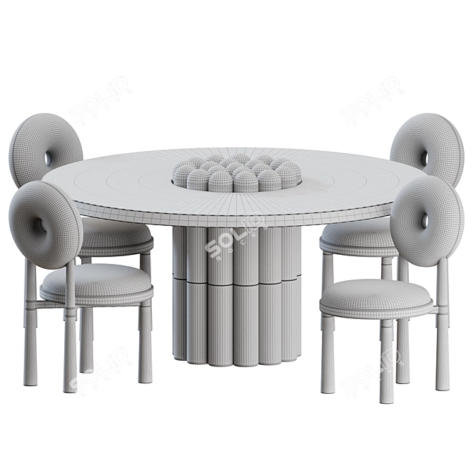 Modern Baba Chair Set with RAKU-YAKI Table 3D model image 3
