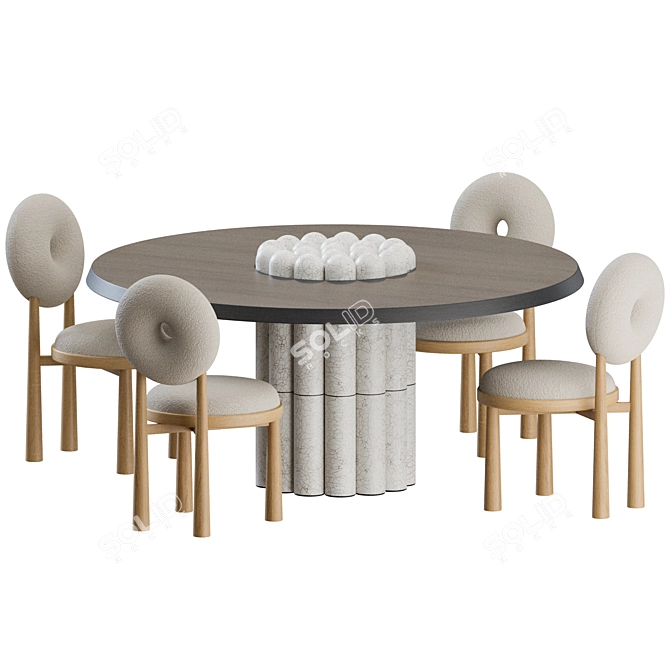 Modern Baba Chair Set with RAKU-YAKI Table 3D model image 4