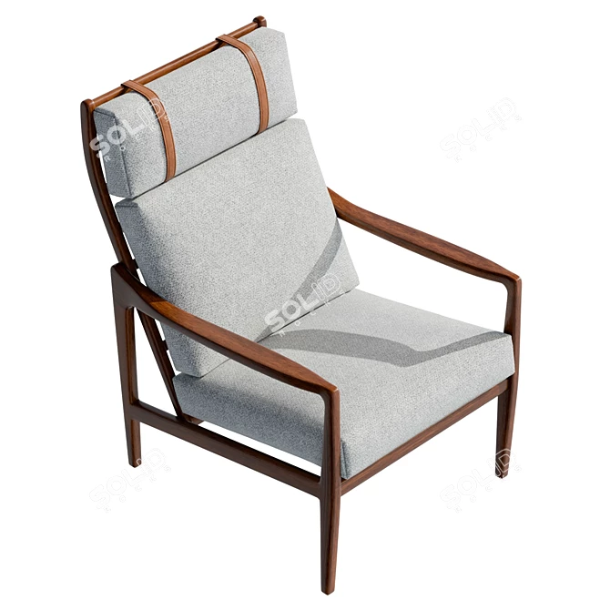 Luxury Bouclé Lounge Chair with Headrest 3D model image 5