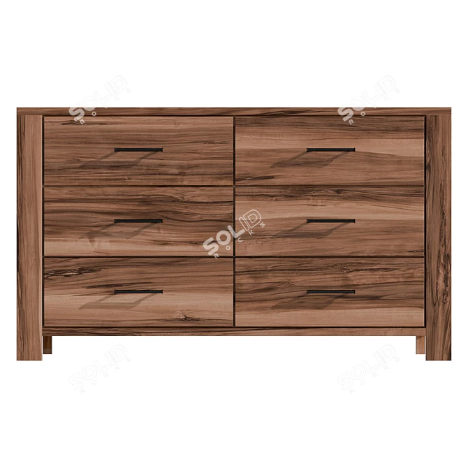 Modern 6-Drawer Double Dresser 3D model image 2