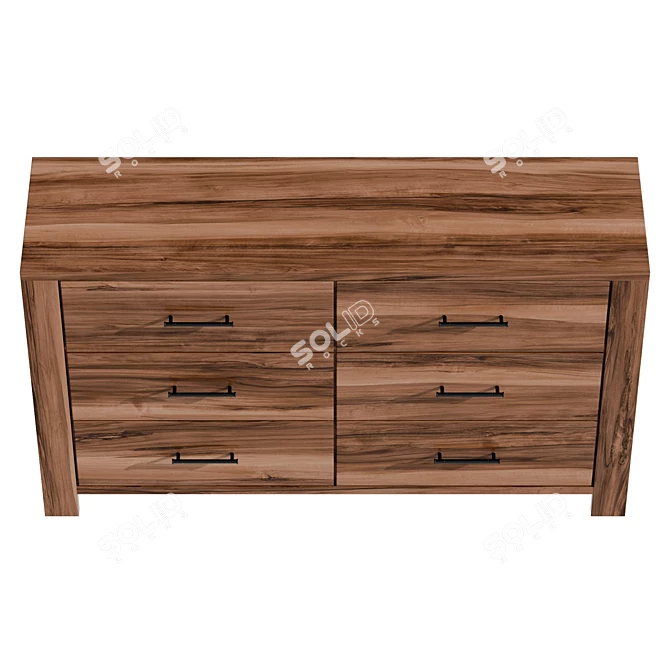 Modern 6-Drawer Double Dresser 3D model image 3