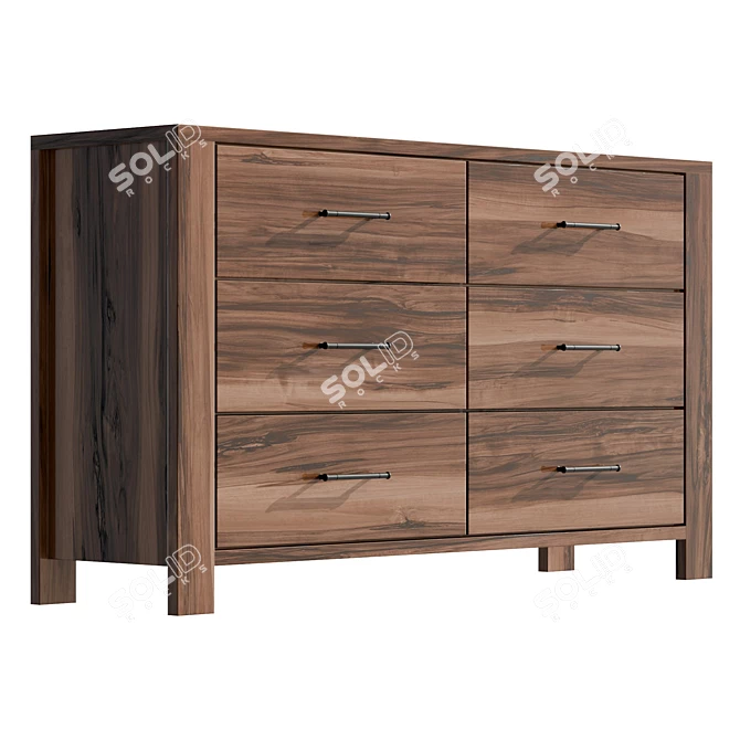 Modern 6-Drawer Double Dresser 3D model image 4