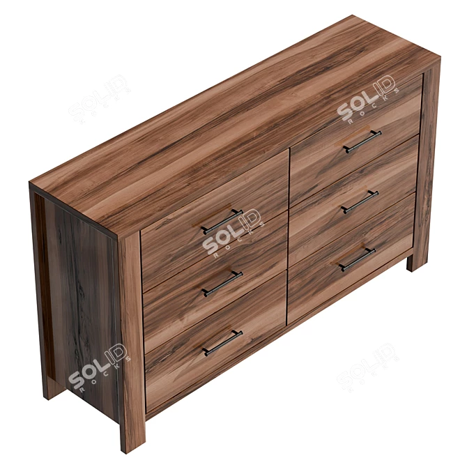 Modern 6-Drawer Double Dresser 3D model image 5