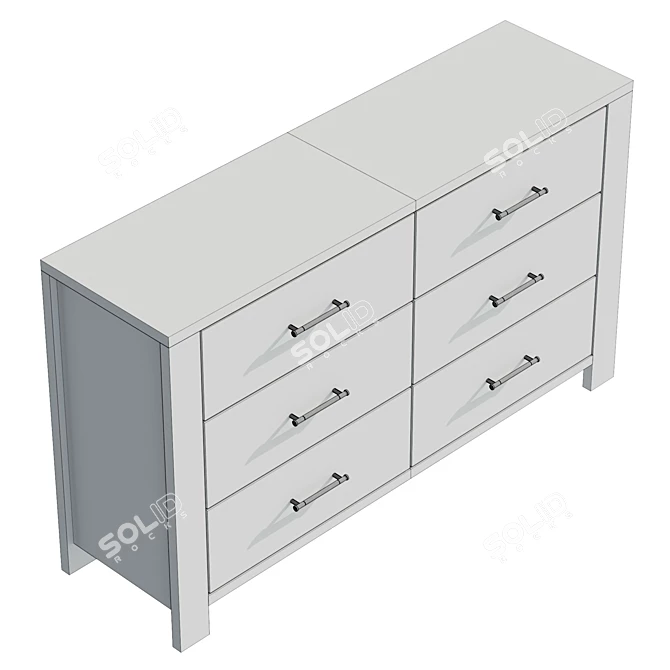 Modern 6-Drawer Double Dresser 3D model image 6