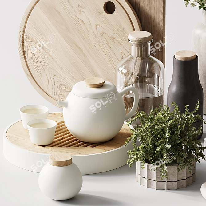 Modern Kitchen Set 3D Model 3D model image 2