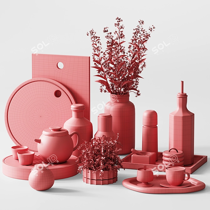 Modern Kitchen Set 3D Model 3D model image 7