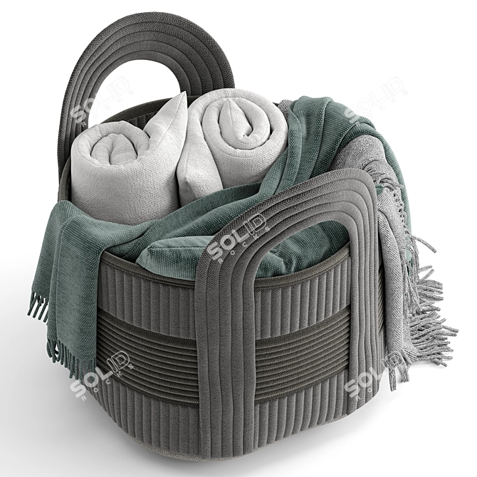 Cozy Basket Set with Blanket 3D model image 2