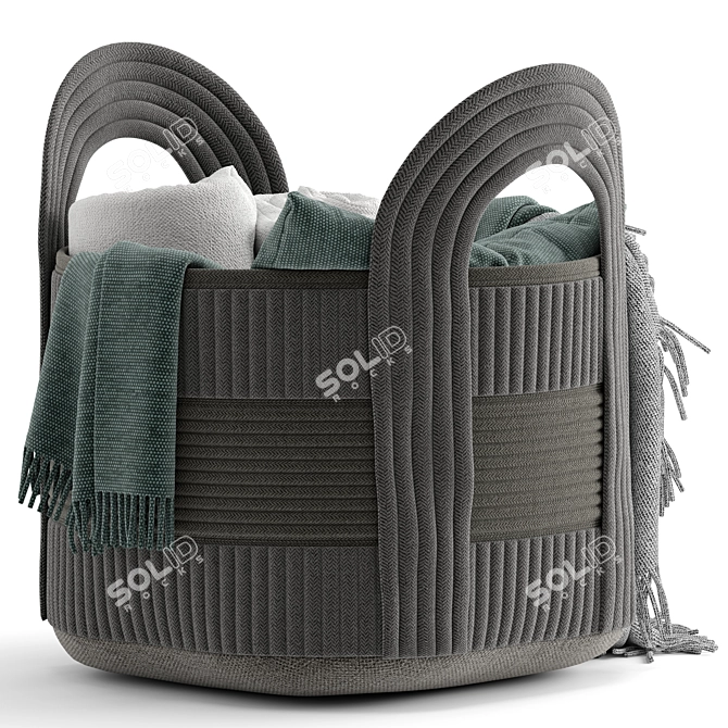 Cozy Basket Set with Blanket 3D model image 3