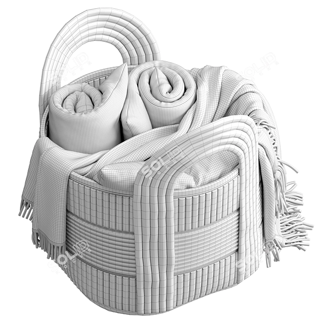 Cozy Basket Set with Blanket 3D model image 6