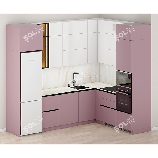 Modern Kitchen Set with Top Brands 3D model image 2