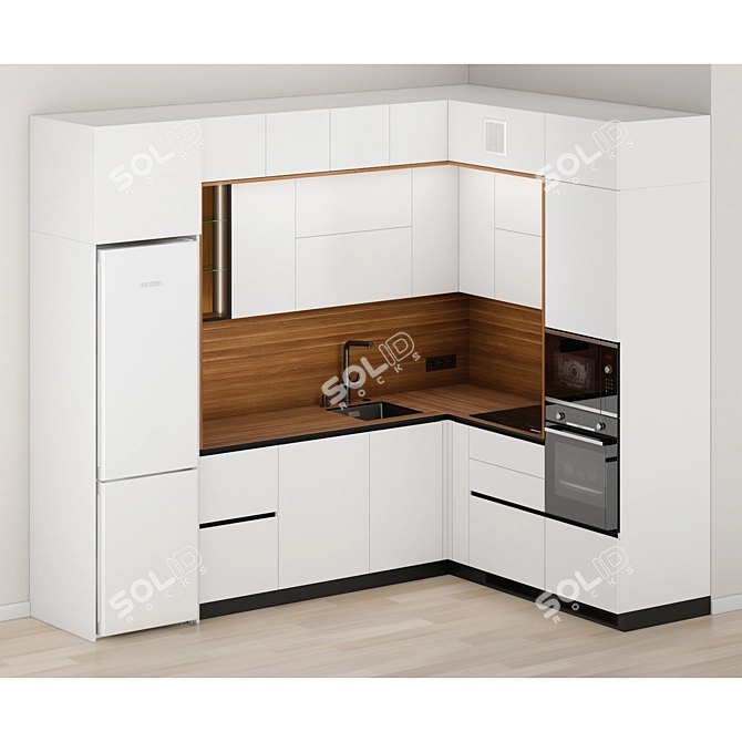 Modern Kitchen Set with Top Brands 3D model image 3