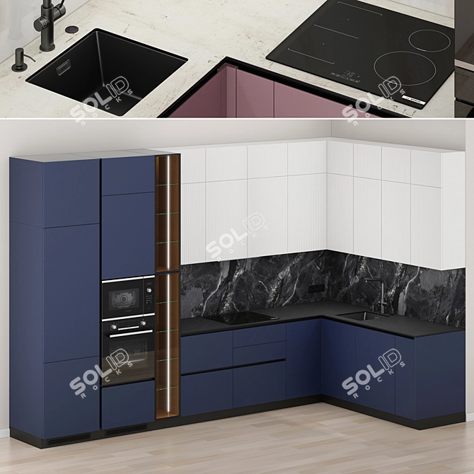Modern Kitchen Set with Top Brands 3D model image 4