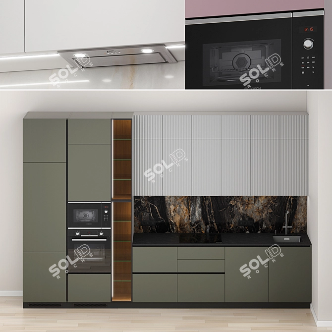 Modern Kitchen Set with Top Brands 3D model image 5