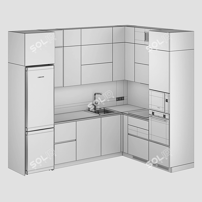 Modern Kitchen Set with Top Brands 3D model image 7