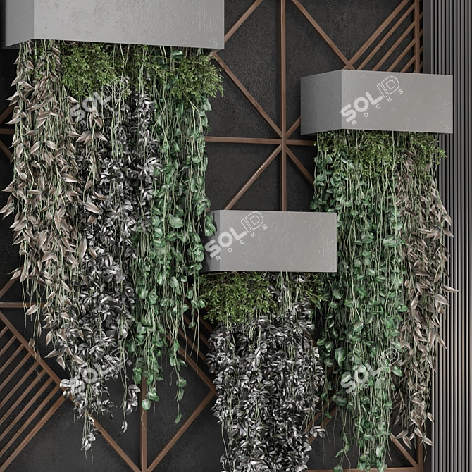 Metal Box Hanging Plants Set 3D model image 2