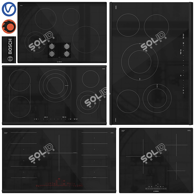 Bosch Cooktop Collection Set 3D model image 1