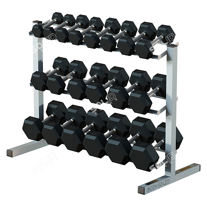 Premium 3-Tier Dumbbell Rack Organizer 3D model image 1