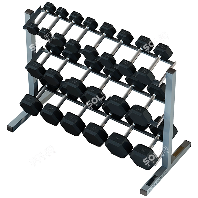 Premium 3-Tier Dumbbell Rack Organizer 3D model image 2