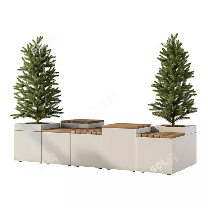 Cityscape Plant Bench Set 3D model image 1