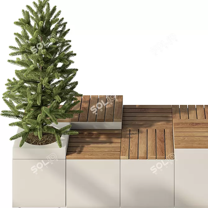 Cityscape Plant Bench Set 3D model image 2