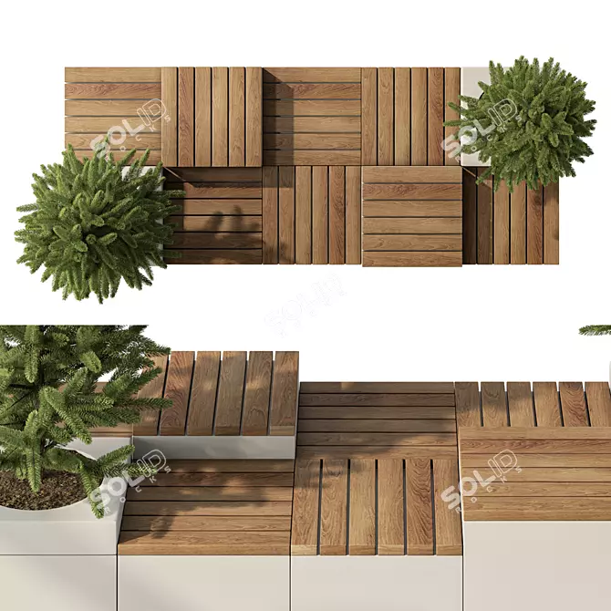 Cityscape Plant Bench Set 3D model image 3