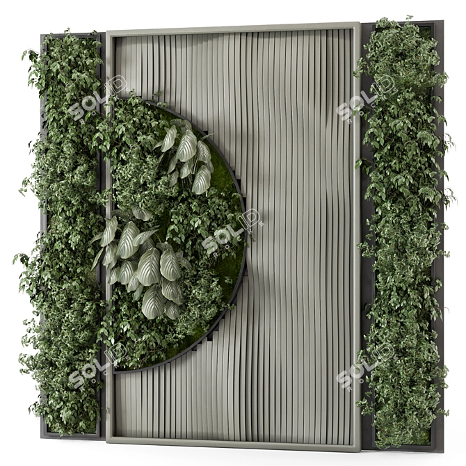 Wooden Base Vertical Garden Set 3D model image 1