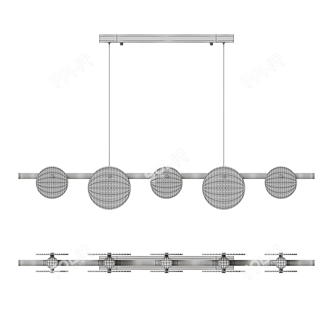 RUTGER LONG 5 Glass LED Pendant 3D model image 4