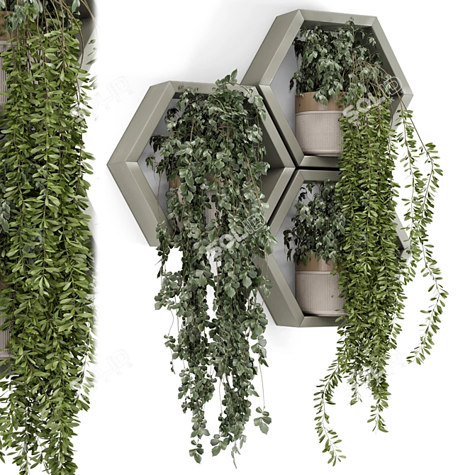 Modern Indoor Hanging Plant Shelves 3D model image 2