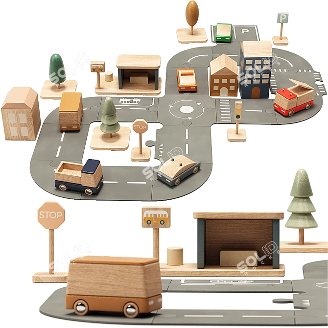 Liewood Village Roads Toy Set 3D model image 3