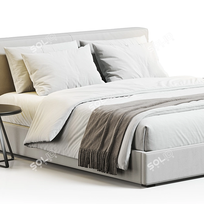  Contemporary Curved Upholstered Bed 3D model image 2