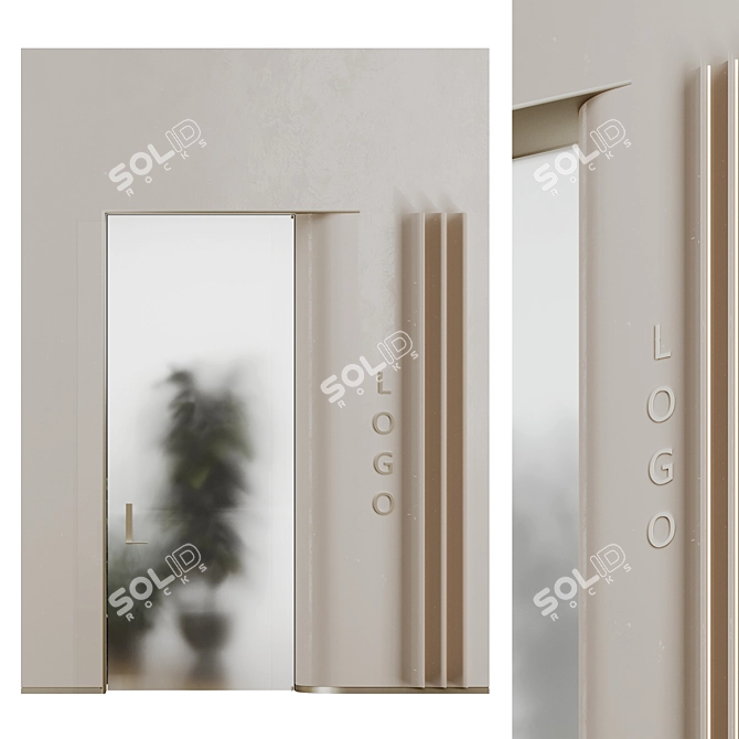 Modern Glass Door Entrance Set 3D model image 1