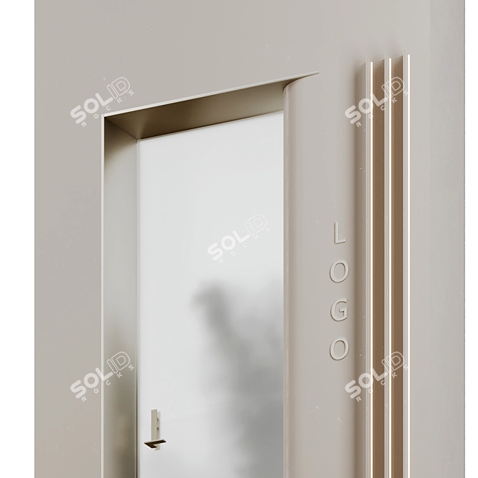 Modern Glass Door Entrance Set 3D model image 4