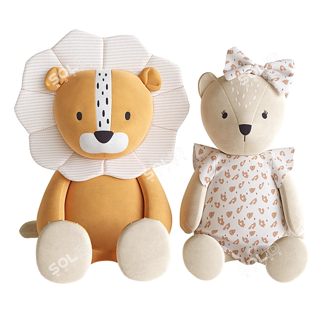 Soft Lion Cub Toys Duo 3D model image 1