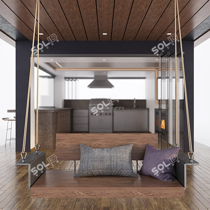 Summer Retreat with BBQ Swing 3D model image 2