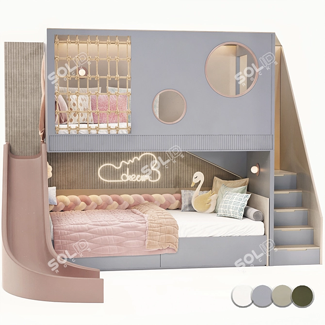 Children Dual Level Bed 2016 3D model image 3