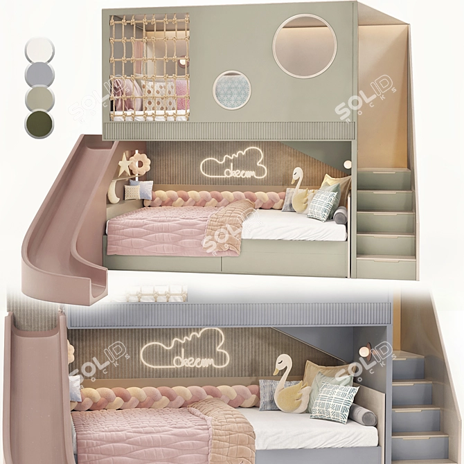 Children Dual Level Bed 2016 3D model image 10