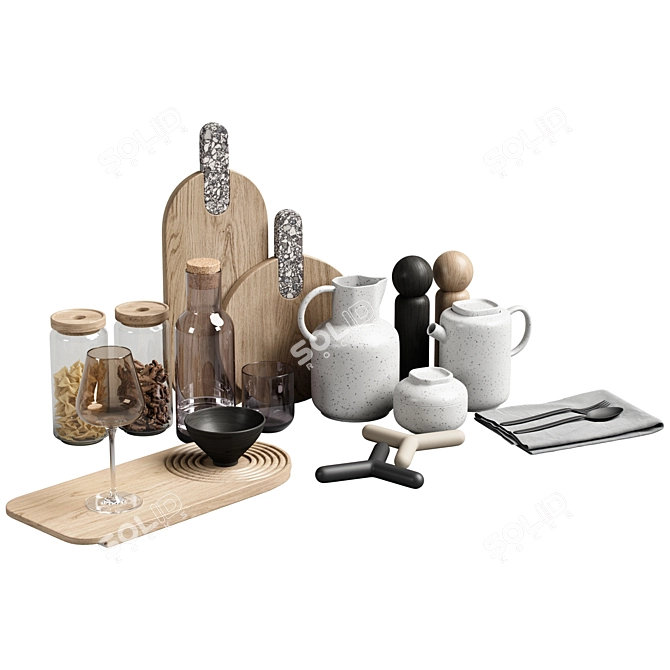 Modern Kitchen Decor Set 19 3D model image 2