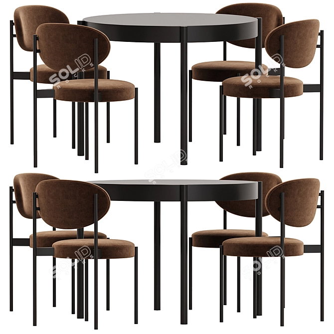 Modern Dining Set 10-Piece Ensemble 3D model image 1