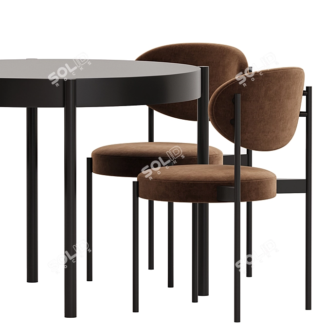 Modern Dining Set 10-Piece Ensemble 3D model image 2