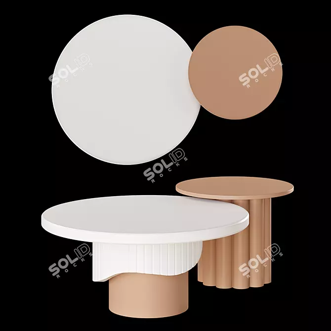 Japandi Style Coffee Table Set 3D model image 2