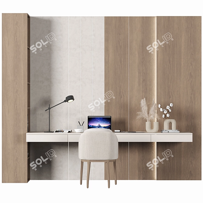 Modern Home Office Desk Set 3D model image 5