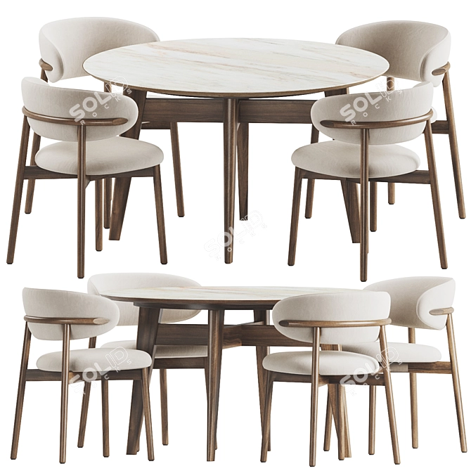  Modern Dining Set Furniture 3D model image 1