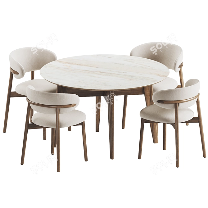  Modern Dining Set Furniture 3D model image 2