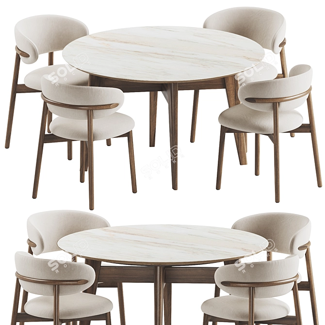  Modern Dining Set Furniture 3D model image 3